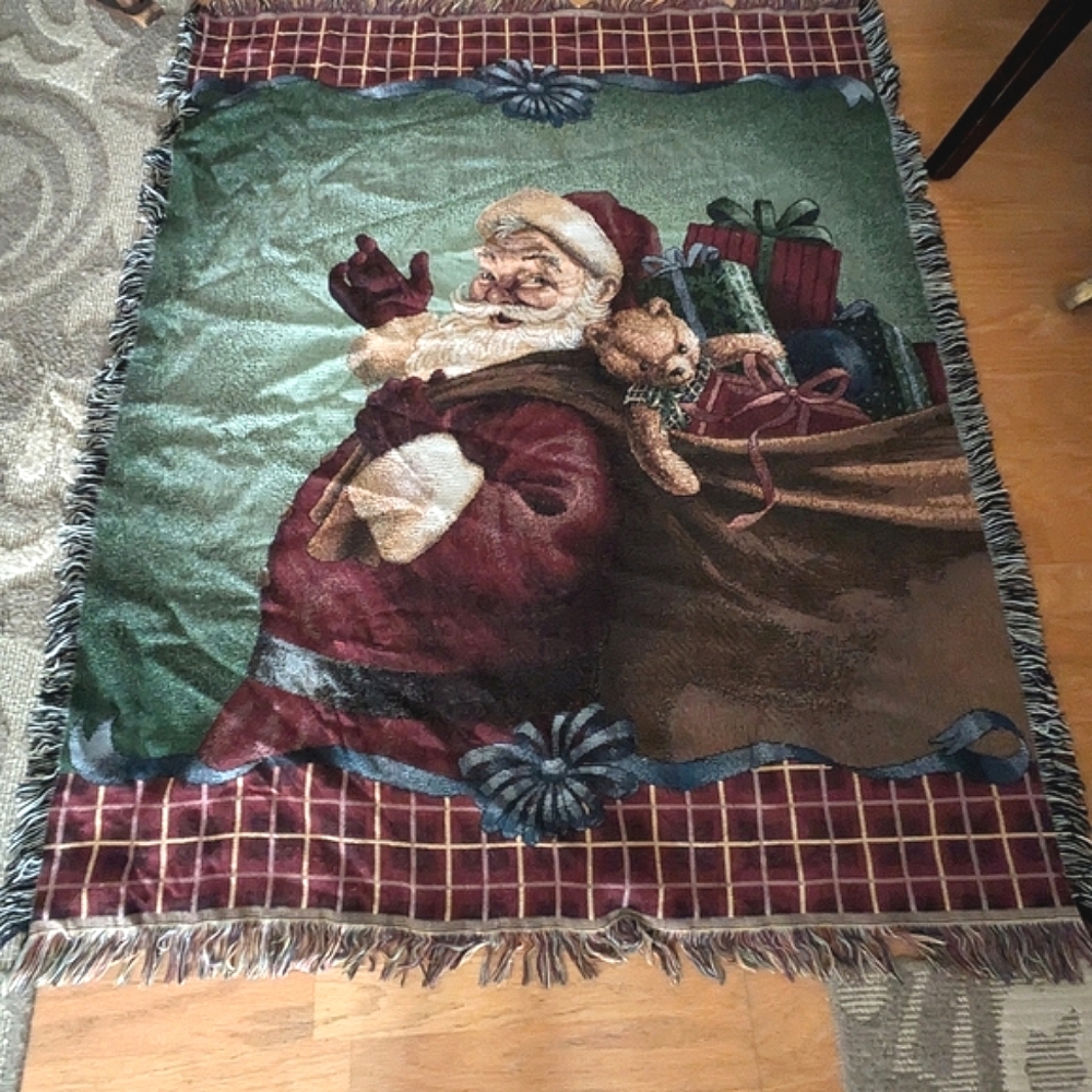 Vintage, Santa Blanket Throw/Tapestry By American Weavers